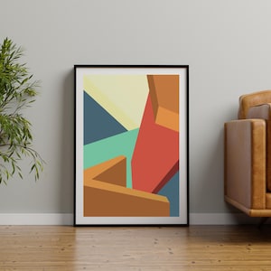 Geometric Bauhaus Wall Art - Shapescape Architectural Poster 002 - Boho Style Geometric Bauhaus Poster
