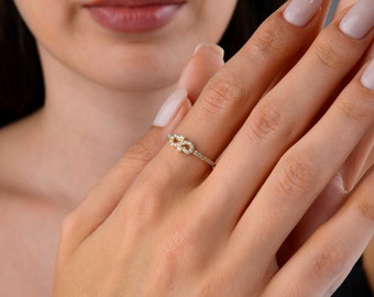 14K gouden Infinity symbool ring • Solid Gold Infinity Ring • Forever Ring • Diamond Infinity sieraden • Eindeloze liefdesring voor vriendin