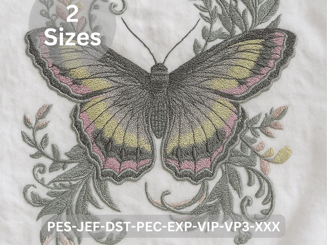 Butterfly Floral Embroidery Design | Elegant Butterfly With Swirl ...