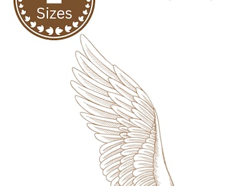 Angel Wing Machine Embroidery Design, Sketch Fill Bird Wing Embroidery – 2 Sizes