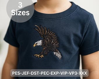 Motif de broderie aigle | Motif de broderie Machine animaux oiseaux sauvages | Fichier numérique – 3 tailles