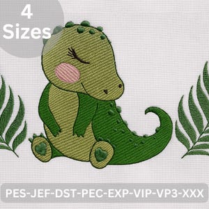 Cute Baby Crocodile Embroidery Design Jungle Animal Machine Embroidery Pattern for Kids and Nursery 4 Sizes
