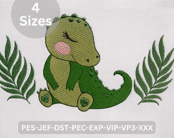 Cute Baby Crocodile Embroidery Design Jungle Animal Machine Embroidery Pattern for Kids and Nursery 4 Sizes