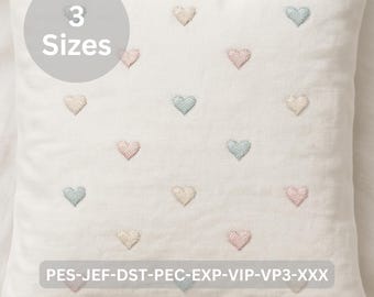 Pastel Heart Embroidery Design | Cute Mini Heart Machine Embroidery Pattern | 3 Sizes | Instant Download