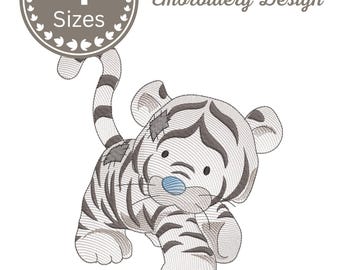Tiger Sketch Machine Embroidery Design, Safari Animal Cub files - 4 sizes