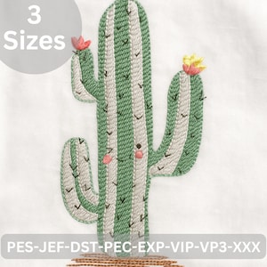 Cute Cactus Embroidery Design with Flowers, Desert Plant Machine Embroidery Pattern, Southwest Boho Stitch File