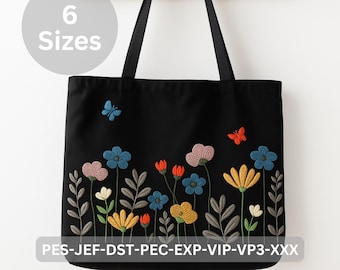 Wildflower Embroidery Design Machine Embroidery Pattern Floral Border Digital Download
