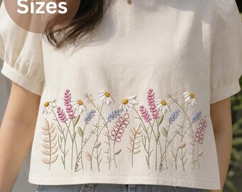 Floral Border Design, Wildflower Machine Embroidery Patter - 4 sizes