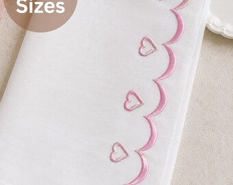 Heart Border Design, Pink Heart Scallop Machine Embroidery Pattern, - 3 sizes