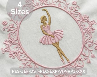 Motif de broderie ballerine, broderie Machine danseuse - 4 tailles