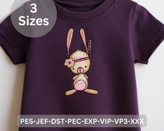 Cute Bunny Embroidery Design | Baby Animal Machine Embroidery Pattern | Digital File – 3 Sizes