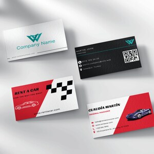 Minimalistische Visitenkarte, druckbare Vorlage, Rent a Car, bearbeitbar in Leinwand