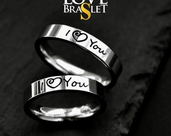 Couple Rings with "I love you" engraving (stainless steel), Gift for Couples, Lovers, boyfriend, girlfriend, couple ring set, set of rings