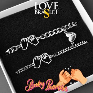 Pinky Promise Matching Bracelets and Magnetic Heart, Couples Wish Bracelet set Swear, Best Friends Gift for Him & Her, Friendіship Jewelry