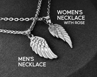 Engelsflügel Paare Halskette, 2er-Set His & Hers Anhänger, Passende Halsketten, Liebesgeschenke für Sie Ihn, Freundschaft Beziehung, Jahrestag