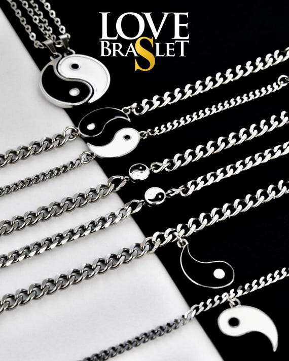 BOCHOI Bracciali Coppia Yin Yang Lui E Lei | Magnete A Cuore Con Pietre Naturali, Regalo San Valentino E Anniversario