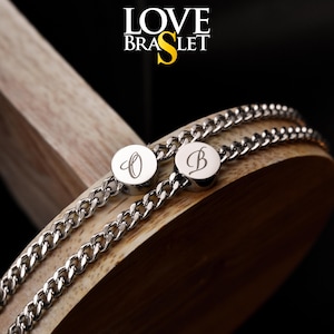Personalized Initials Couple Bracelets, Custom Matching Bracelet, Friendship Engraved Bracelets, Gift for Couples, Husband, His and Hers