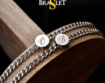 Personalized Initials Couple Bracelets, Custom Matching Bracelet, Friendship Engraved Bracelets, Gift for Couples, Husband, His and Hers