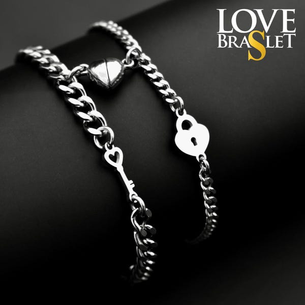Heart Couple Bracelet Set – Magnetic Love Matching Rope Bracelets For Two