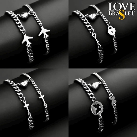 Magnetic Heart Couple Bracelets With Airplanes Key and Lock Crosses Butterflies Gift Matching Jewelry Friendship Bracelets His Hers Etsy Canada