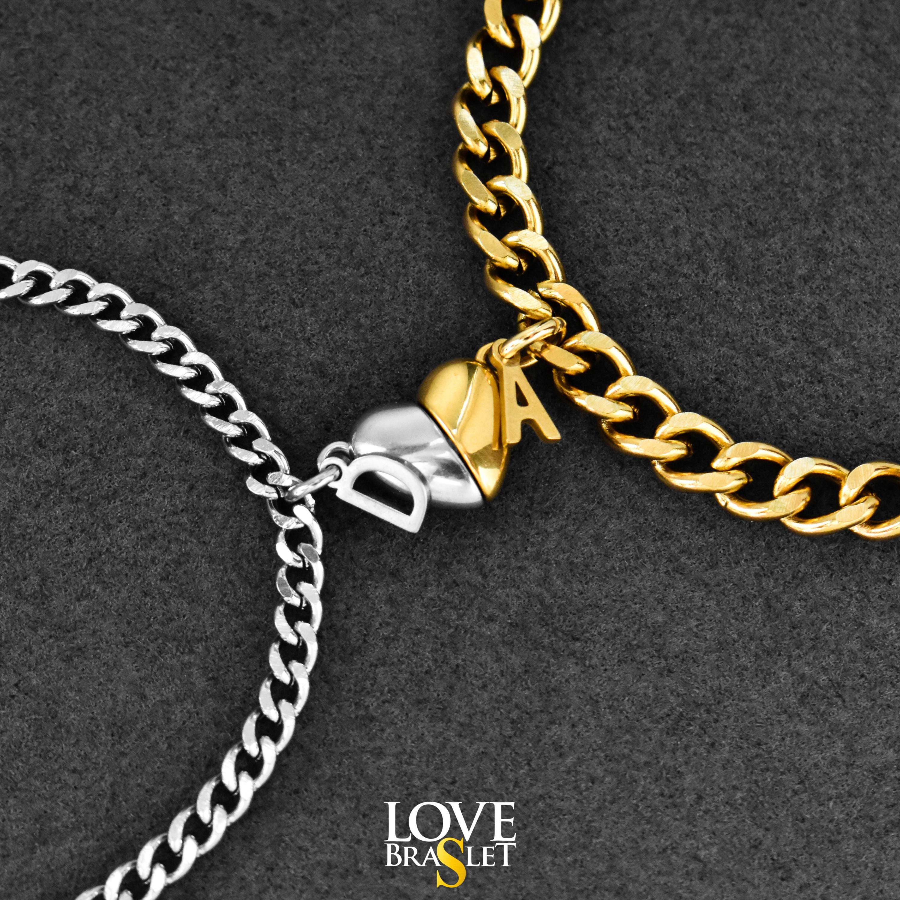 Silver And Gold Magnetic Heart Bracelets