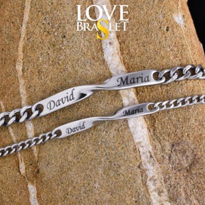 Personalized Name Couple Bracelets Set, Custom Matching Bracelet Engraved Initals Date, Relationship Gifts for Couples, Husband, Anniversary