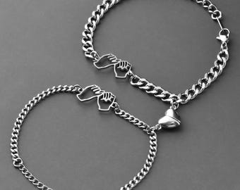 Bracciali Ragno Per Coppie A Distanza – Braccialetti Dell'Amicizia Con Perline E Cuore – Elasticizzati, Rosa - 2