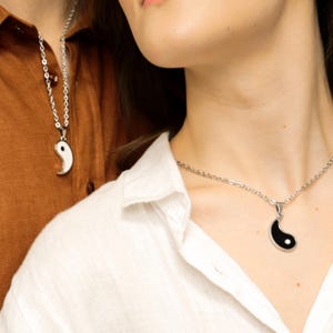 Matching Couples Necklace Yin-Yang, Set of 2 Pendant Yin-Yang, Sun & Moon charms, Handmade Gift for Couple, Her, Him, His and Hers Necklaces