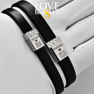 Personalized Couples Leather Bracelet, Custom Engraved Matching Bracelets, Anniversary Gift Couple His Her Jewelry, Long Distance Valentines