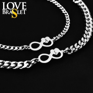 Pulsera de pareja con iniciales personalizadas, símbolos de infinito, nombre de letra personalizado, juego de pulseras a juego grabadas, regalo de joyería para pareja, amante