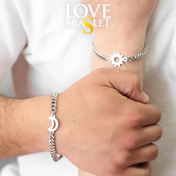 Set Bracciali Coppia Lunga Distanza – Sole E Luna A Incastro – Turchese E Agata Nera – Regalo Amore - 3
