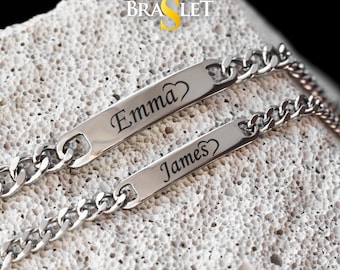 Braccialetti personalizzati per coppie, braccialetti con nome abbinato personalizzato per coppia, braccialetti dell'amicizia incisi, regalo per coppie, regalo per marito