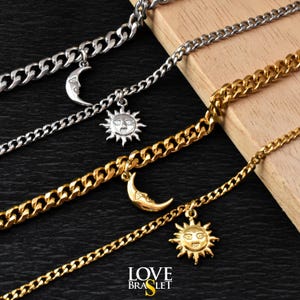 Charms Sol & Måne Pararmband, Silver och Guld Matchande Armband Set, Smycken Till Honom - Hennes, Presenter Till Henne Honom, Vänskap, Bröllopsdag