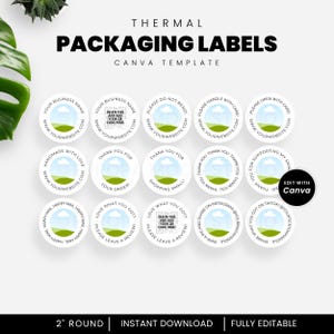 Round 2" Thermal Labels Customisable Canva Template Set of 15 for Small Business Mail & Packaging