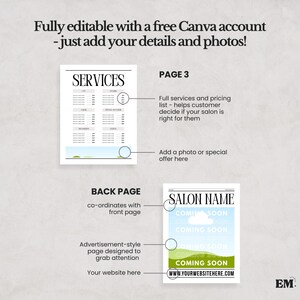 Eröffnungsflyer für den Salon – Canva-Vorlage im Zeitungsstil mit vier Seiten – Inklusive der Formate US Letter, US Half Letter, A4 und A5. Bild 7