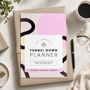 Funnel Down Planner - Printable Focus Funnel Planner - 1 2 3 Planning System for ADHD - Letter Size & A4