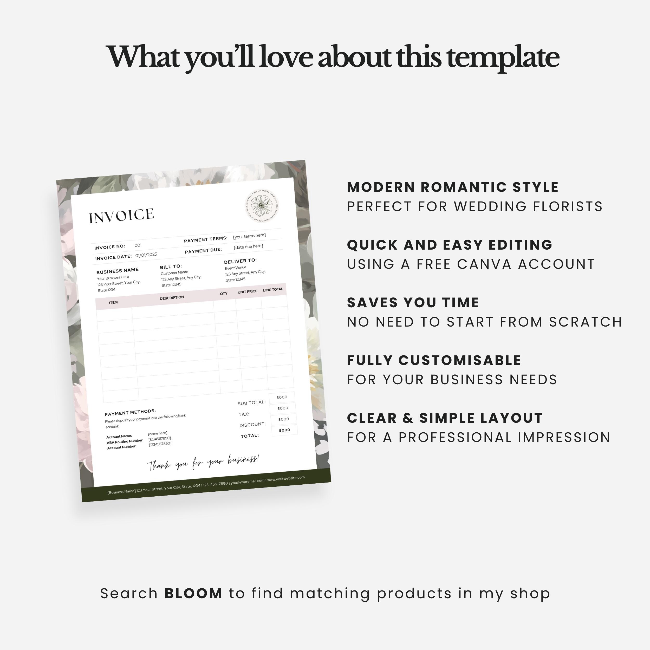 Invoice Template - Canva Editable Invoice for Small Businesses - US ...