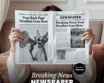 Breaking News Canva Template – Editable Newspaper For Business Announcements, Photoshoots, School Projects, Flyers or Posters - NEWS