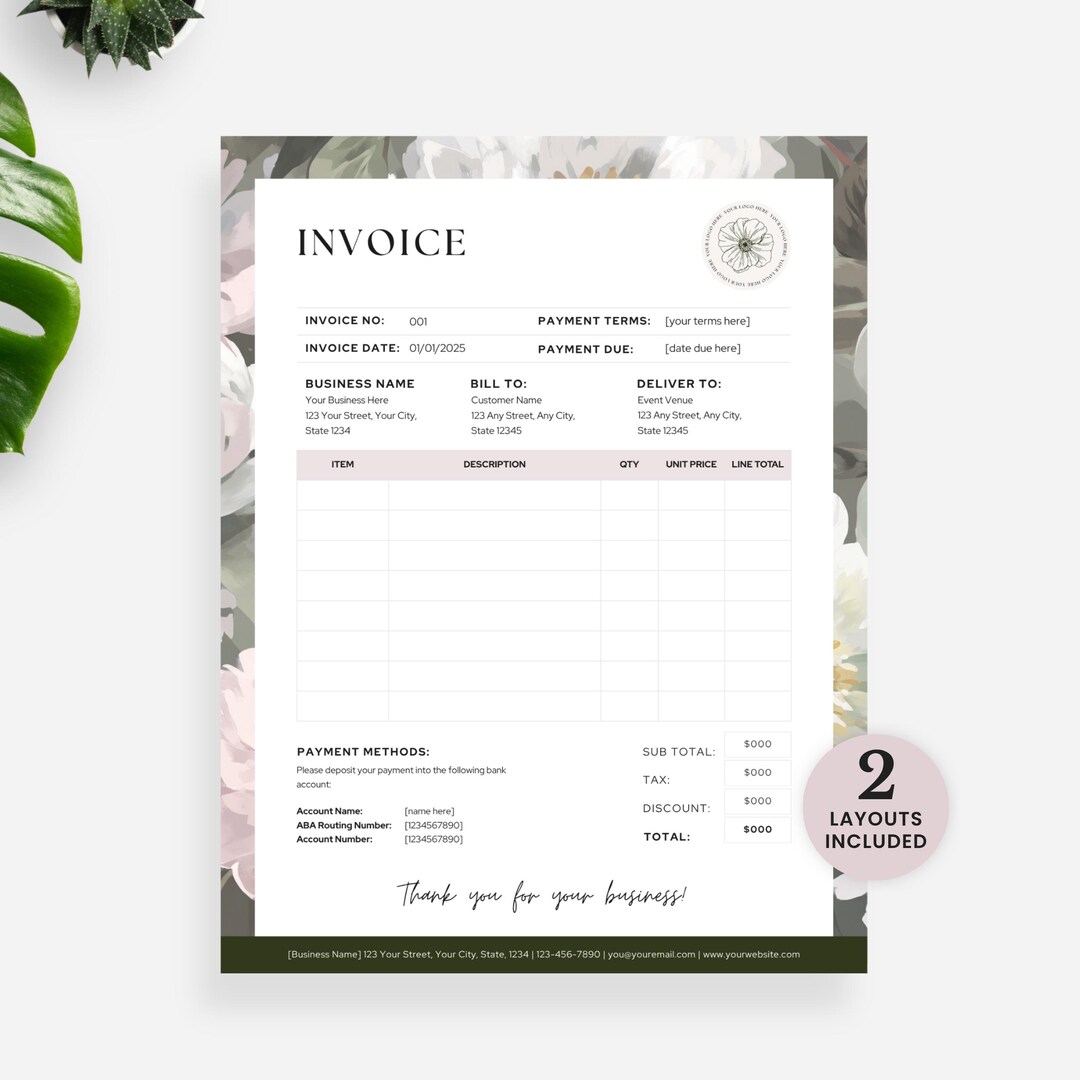 Invoice Template - Canva Editable Invoice for Small Businesses - US ...