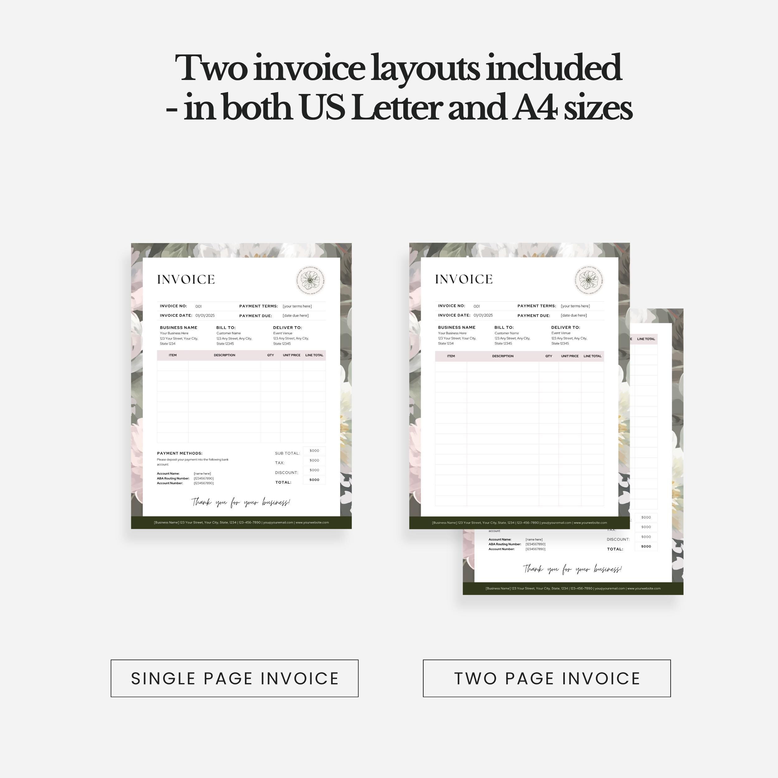 Invoice Template - Canva Editable Invoice for Small Businesses - US ...