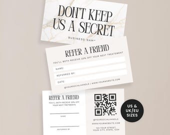 Refer A Friend Business Card Canva Template – Luxe Salon Referral Card for Hair Stylists, Beauty, Lashes, Estheticians and More