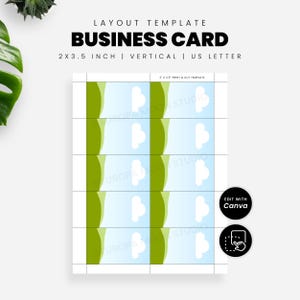 Business Card Template - Drag & Drop DIY Canva Template for 2x3.5 Inch Business Cards US Letter