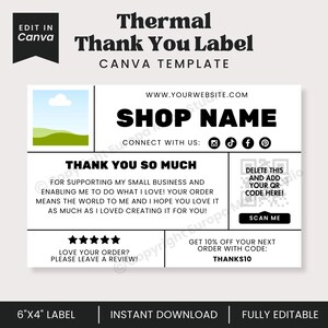 6 "x 4" Thermo-Dankeschön-Etikettenvorlage für kleine Business-Verpackungen THERM-H1