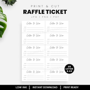 Afdrukbaar loterijticket | Doe mee en win printables voor wedstrijden, weggeefacties en prijstrekkingen
