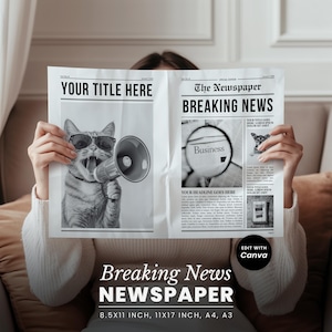 Canva-mall för senaste nyheter – redigerbar tidning för affärsmeddelanden, fotograferingar, skolprojekt, flygblad eller affischer - NYHETER