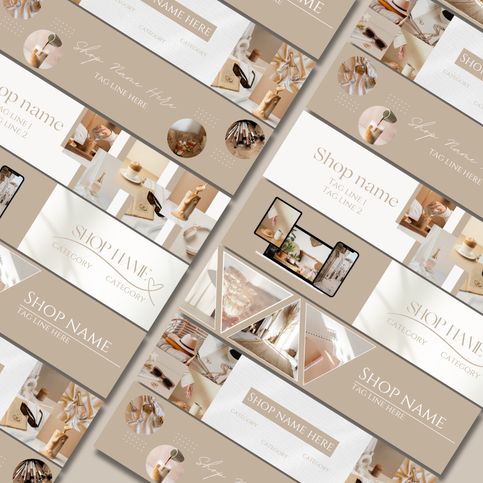 Neutral Etsy Shop Banner Editable Big Banner Etsy Branding Kit Canva