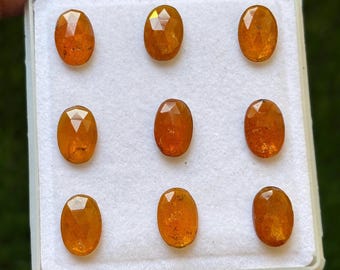 Orange Kyanite Cabochon | 8x12MM Oval Rose Cut Gemstone, 10 Pcs Lot