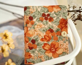 Pure handmade vintage corduroy printed cloth notebook shell, Fruitful season cloth cover diary, Unique diary cover, Book protective shell