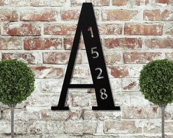 Address Number House Sign, Personalized Metal Home Plaque, Custom Letter Door Decor, Last Name Monogram Sign, Font Porch Name Display, Metal