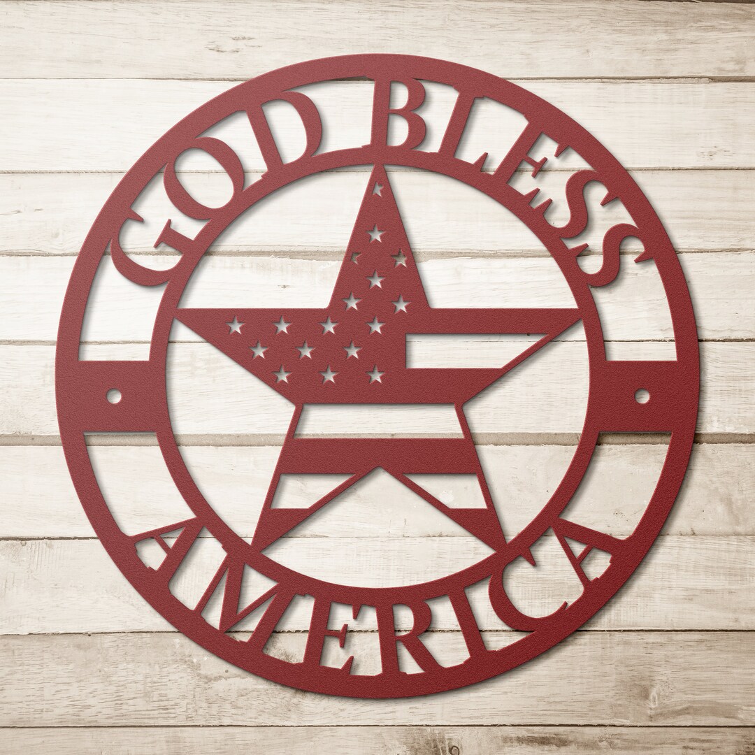 God Bless America Sign, Patriotic Metal Flag Sign, God Bless America ...